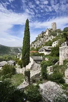 Medieval village of Pocitelj with the fortress in the background