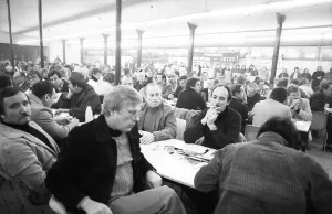 Meeting of the shop stewards of IG Metall at Hoesch AG Westfalenhuette on 05