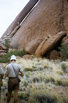 Melbourne Grammar School Expedition, Northern Territory, Australia 1956 Boys at Ayers Rock, Uluru a climbing rock