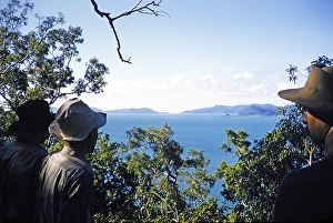 Melbourne Grammar School expedition to Queensland, Australia, 1956 Boys look out to sea thought to be the Whitsunday Islands, Oceania