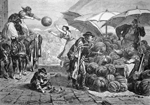 Melon market in Budapest, 1880