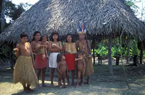 Members of a Yagua tribe near Iquitos on the Amazon pose for photos