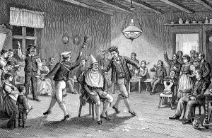 Men at the barber's dance, an old custom in Pomerania