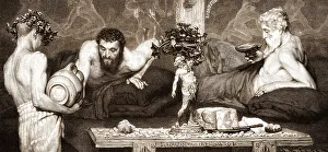 Men drinking wine in ancient Greece
