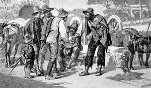 Men playing morra in Rome, Italy