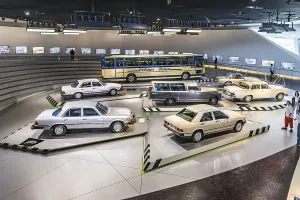 The Mercedes-Benz Museum in Stuttgart presents a journey through time through the automotive history of the global