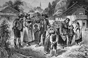 Merchant selling religious items in Tyrol