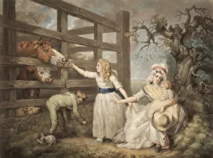 Merciful Children Feeding the Horses in the Stable