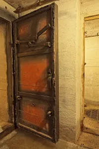 Metal door inside a WW2 bunker