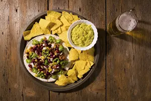 Mexican tortillas with meat, red beans