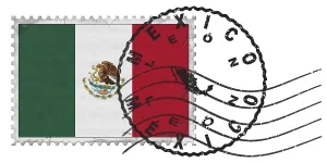 Mexico Leon Stamp with National Flag and Postmark