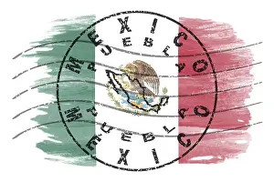 Mexico Puebla Round Seal Map Design