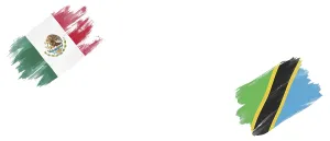 Mexico and Tanzania Flags on White Background