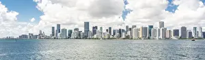 Miami Downtown skyline in daytime and Biscayne Bay