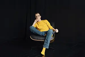 Middle-aged man in a yellow shirt