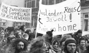Migrants and left-wing groups demonstrated against xenophobia in 1982