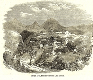 Military and munity mutiny views Mount Aboo or Mount Abu scene of Late Mutiny, Rajas than, India, As ia