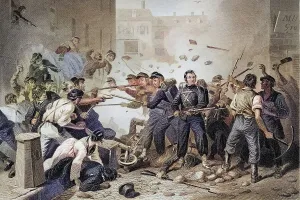 Militia from Massachusetts passing through Baltimore Pennsylvania 1861