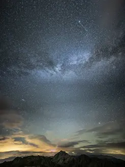 Category Mountain Landscapes Prints: Milky Way and starry sky with Montafon mountains