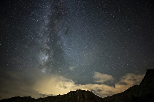 Milky Way and starry sky with Montafon mountains