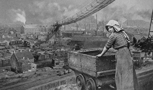 Mine, worker with trolley, 1920s, Germany, Europe