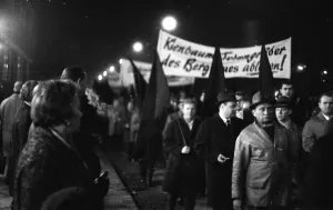 Miners and employees of the Moeller-Rheinbaben colliery in Bottrop