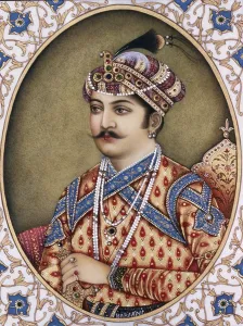 Miniature Painting on ivory Mughal Emperor Akbar 1956
