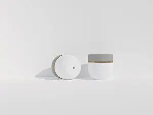 Minimalist containers in white and grey