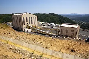 Mining buildings are seen in a gold mine processing plant