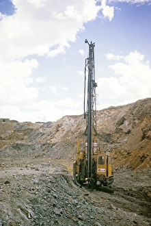 Mining in Cerro de Pasco, Peru, South America, around 1962 Drilling machine in the Mc Cune open-cast mine, South America