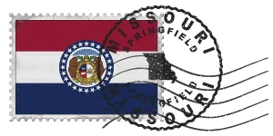 Missouri Springfield Stamp with National Flag and Postmark