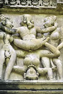 Mithuna couples on wall of vishvanath temple Khajuraho madhya pradesh india