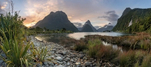 Mitre Peak and Mount Philipps, sunset