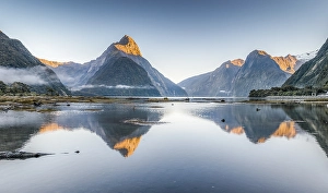 Category Mountain Landscapes Prints: Mitre Peak is reflected in Milford Sound