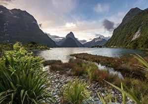 Mitre Peak, sunset, fjord landscape