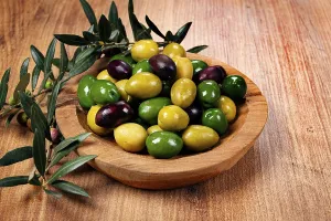 A mixture of olives, varieties of chalkidiki
