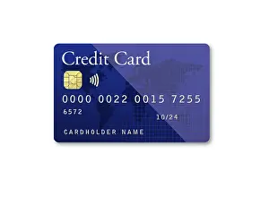 Mockup blue credit card on white background