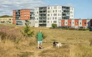Modern apartment building built in 2020