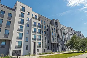 Modern apartment buildings seen in Berlin, Germany