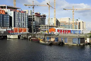 Modern architecture, construction site at Oosterdok quay