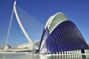 Modern bridge designed by Spanish architect Santiago Calatrava in Ciudad de las Artes y las Ciencias