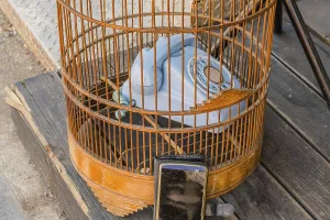 Modern but dirty smart phone sitting outside