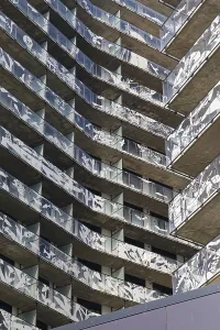 Modern high-rise architecture with beautiful balcony rows
