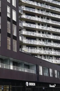 Modern high-rise architecture with beautiful balcony rows