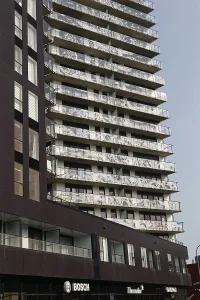Modern high-rise architecture with beautiful balcony rows