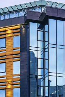 Modern high-rise office building with a glass facade