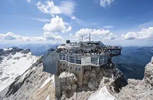Modern mountain station of the Bavarian Zugspitze railway at the summit of the Zugspitze