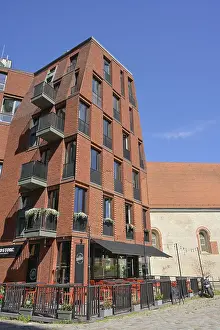Modern new building in the old town