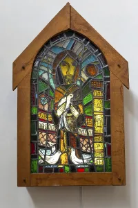 Modern stained glass artwork St Francis of Assisi by Greg Tricker 2010