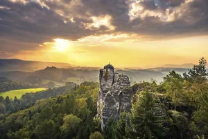 Moench summit at sunrise, Schrammsteine around the Bastei